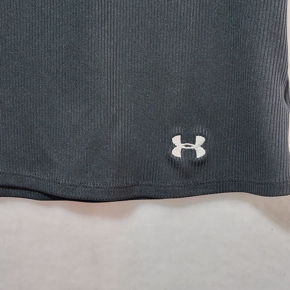 Under Armour HeatGear Ribbed Racerback Tank Top Black Womens XS Fitted Mesh - Picture 2 of 7